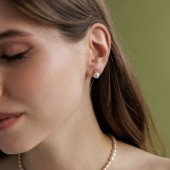 Cercei aur roz 14k cu perle naturale albe si cristale DiAmanti GRSK25410E-G Cercei aur roz 14k cu perle naturale albe si cristale DiAmanti GRSK25410E-G